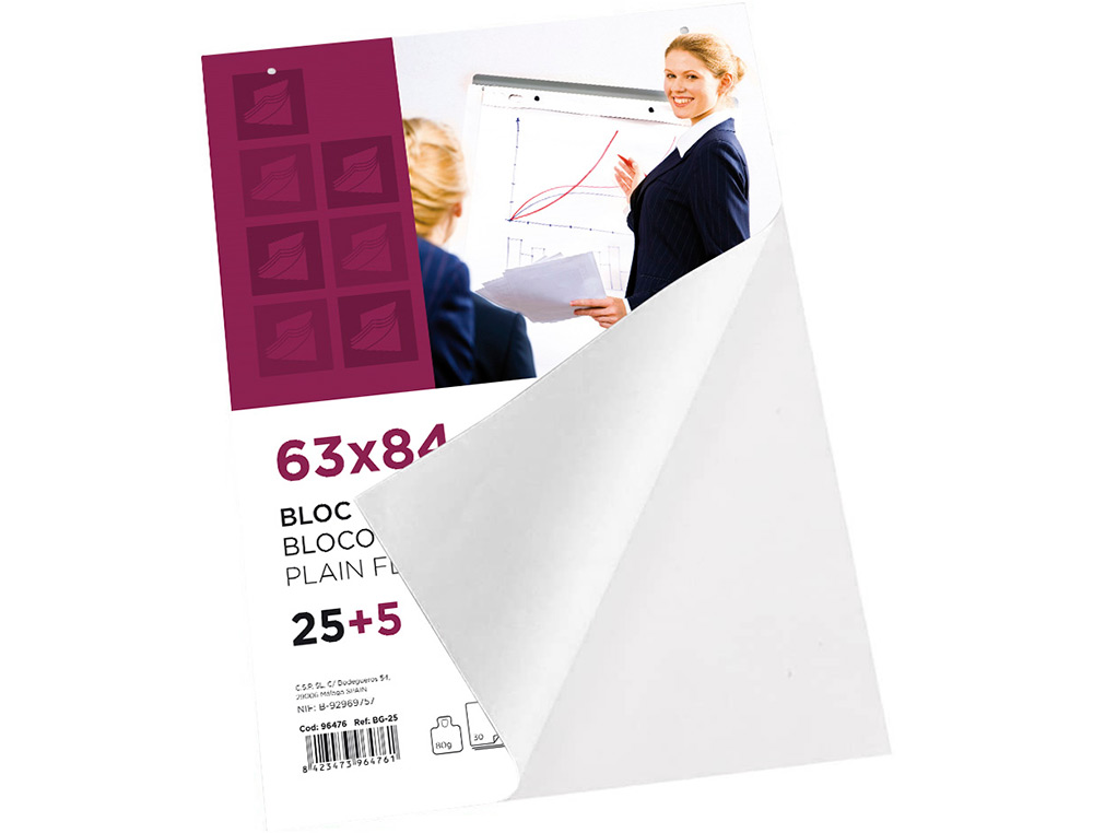 BLOC CONFÉRENCE LIDERPAPEL 63X84CM PAPIER UNI 80G/M2 CONVENTIONS RÉUNIONS 25F + 5F GRATUITES