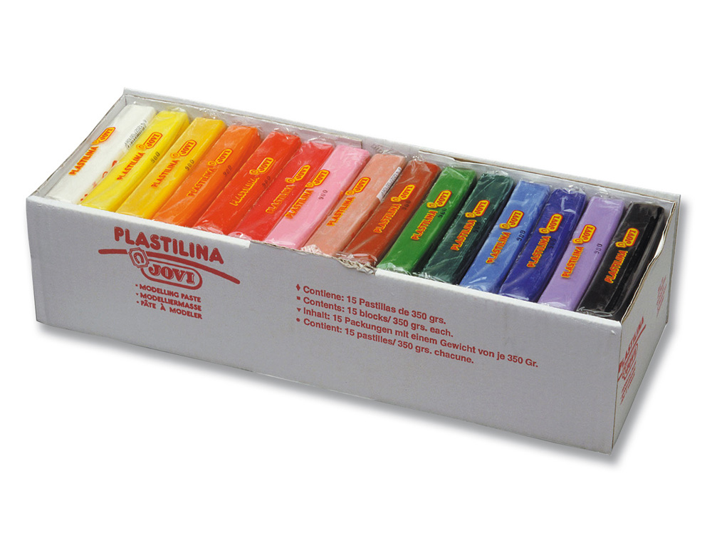 PÂTE À MODELER JOVI PLASTILINA VÉGÉTALE ASSORTIMENT 15 PAINS 350G