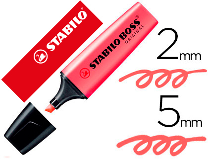 SURLIGNEUR STABILO BOSS TRAC 2/5MM POINTE BISEAUTE ENCRE UNIVERSELLE BASE EAU RSISTANTE LUMIRE COLORIS ROUGE