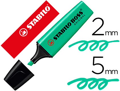 SURLIGNEUR STABILO BOSS TRAC 2/5MM POINTE BISEAUTE ENCRE UNIVERSELLE BASE EAU RSISTANTE LUMIRE COLORIS TURQUOISE