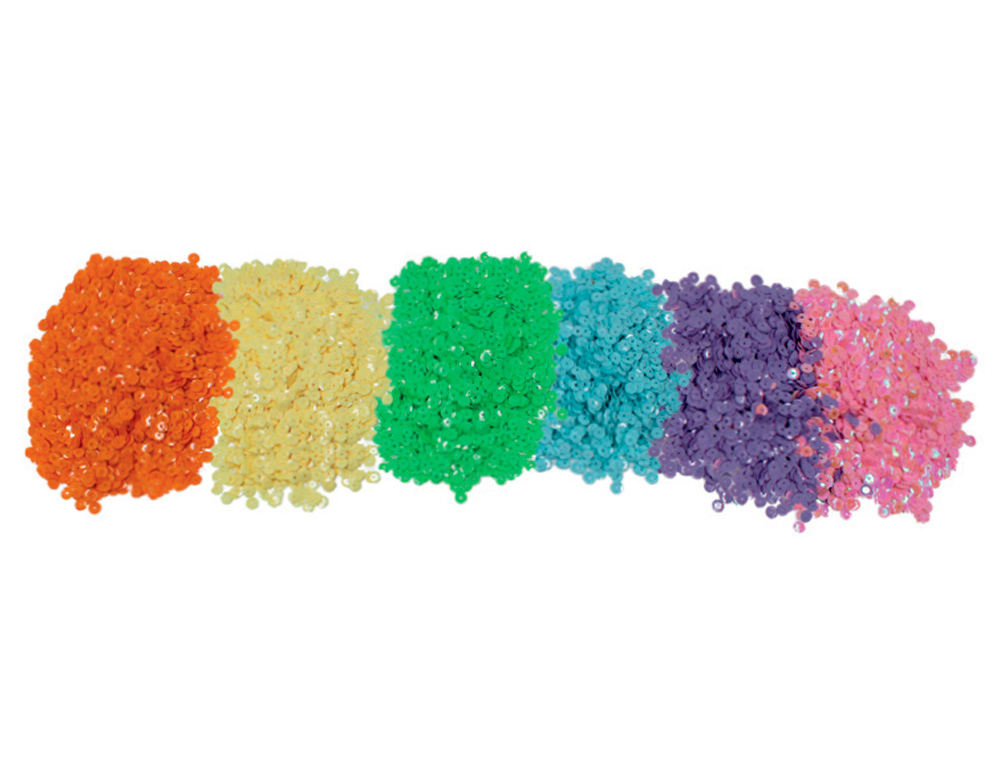 SEQUINS SODERTEX PASTEL 180 GR - 6 MM - 6 X 30 GR - 3000  PCS - 6 COLORIS