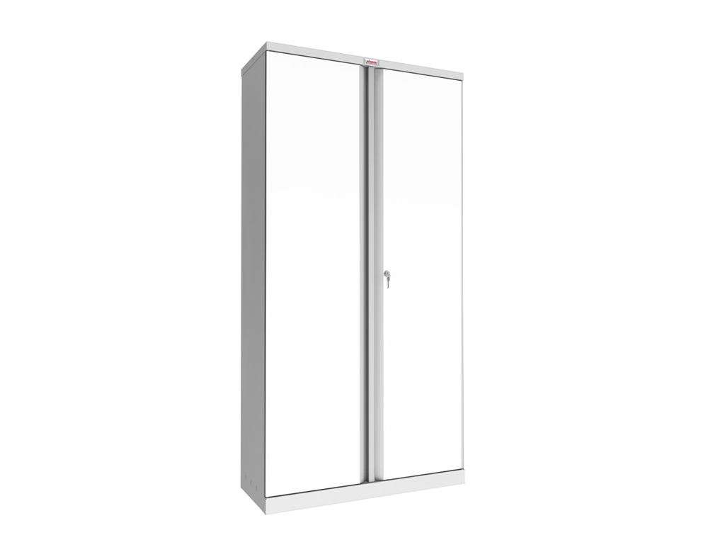 ARMOIRE HAUTE PHOENIX ACIER 190CM 2 PORTES ET 4 ETAGERES  SERRURE A CLE COLORIS BLANC
