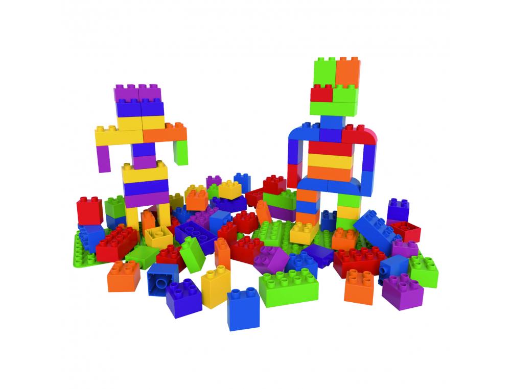 KIT CREATIF 100 BRIQUES JEU DE CONSTRCUCTION BIOBUDDI 100 PIECES 2 PLAQUES VERTES ET    CARTES MODELES