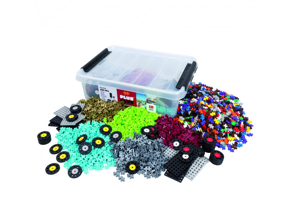 PLUS PLUS MINI PLUS PLUS FORME UNIQUE QUI S EMBOITE A  L INFINI 2D OU 3D 2X1 CM 2600 PIECES 10 CHASSIS 40 ROUES