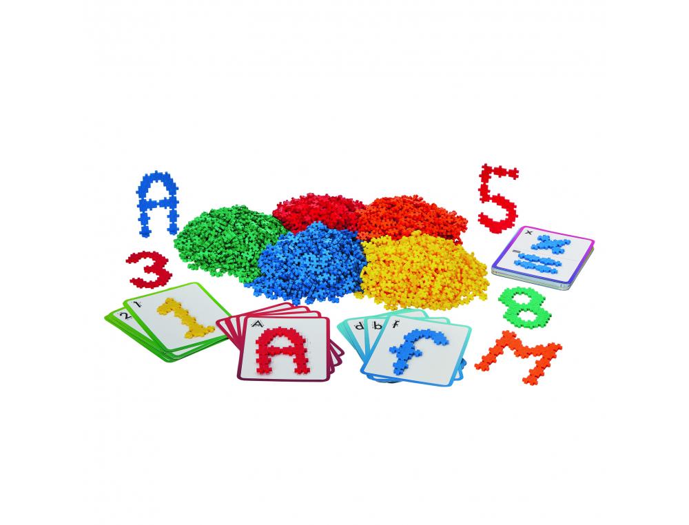 PLUS PLUS MINI PLUS PLUS APPRENDRE LES CHIFFRES ET LES LETTRES 2400 PIECES ET 160    CARTES SUR L ALPHABET CHIFFRE