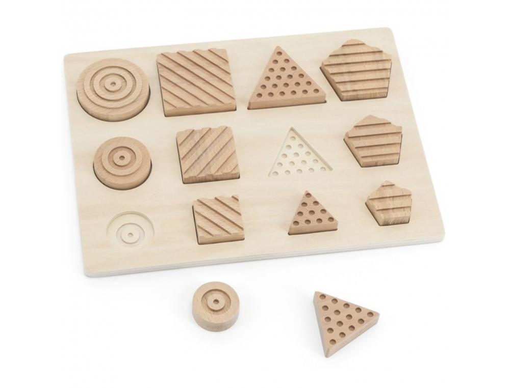 ENCASTREMENT SENSORIEL DES FORMES ANDREU TOYS EN BOIS 12 PIECES ET 1 SUPPORT
