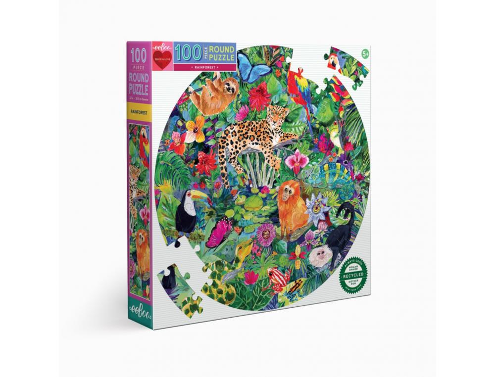 PUZZLES CARTON 100 PIECES EEBOO LA FORET TROPICALE 100  PIECES
