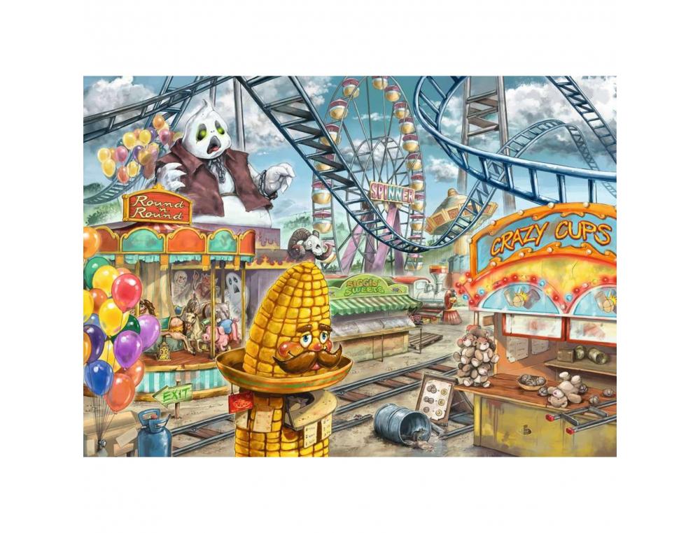 ESPACE PUZZLE RAVENSBURGER LE PARC D ATTRACTIONS 368 PIECES 1 GUIDE DE JEU ET 1 SOLUTION  DE L ENIGME