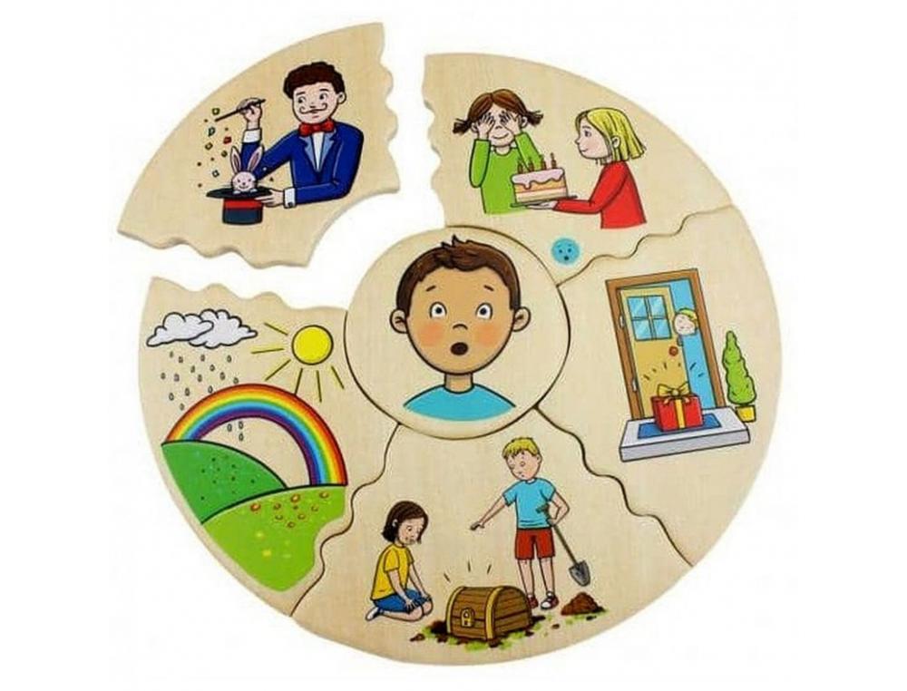 LES EMOTIONS BELEDUC HUMANICO EMOTIONS PUZZLE DE 6 PIECES   LA PEUR LA TRISTESSE LA       COLERE LA SURPRISE ET LA JOIE