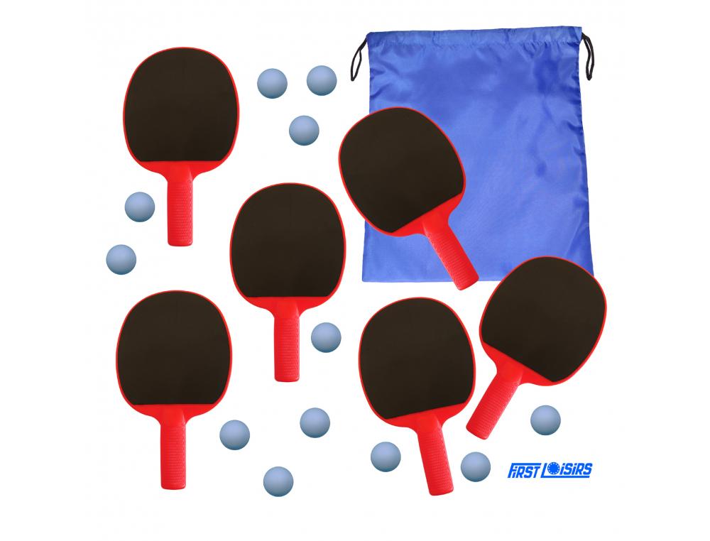 TENNIS DE TABLE FIRST LOISIRS SET TENNIS DE TABLE RAQUETTES PVC LOT DE 6 RAQUETTES 12     BALLES