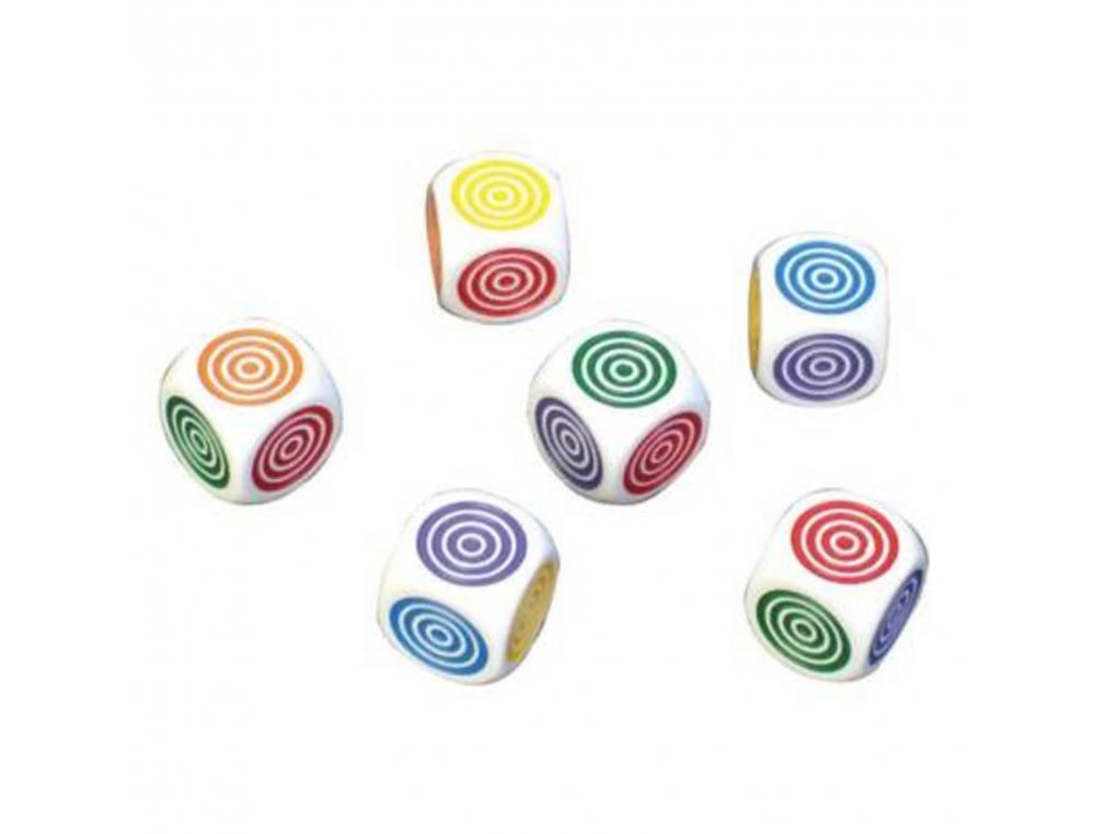 JEU DE 6 DES CULTURE CLUB AVEC 6 FACES COLOREES         DIFFERENTES 16 MM