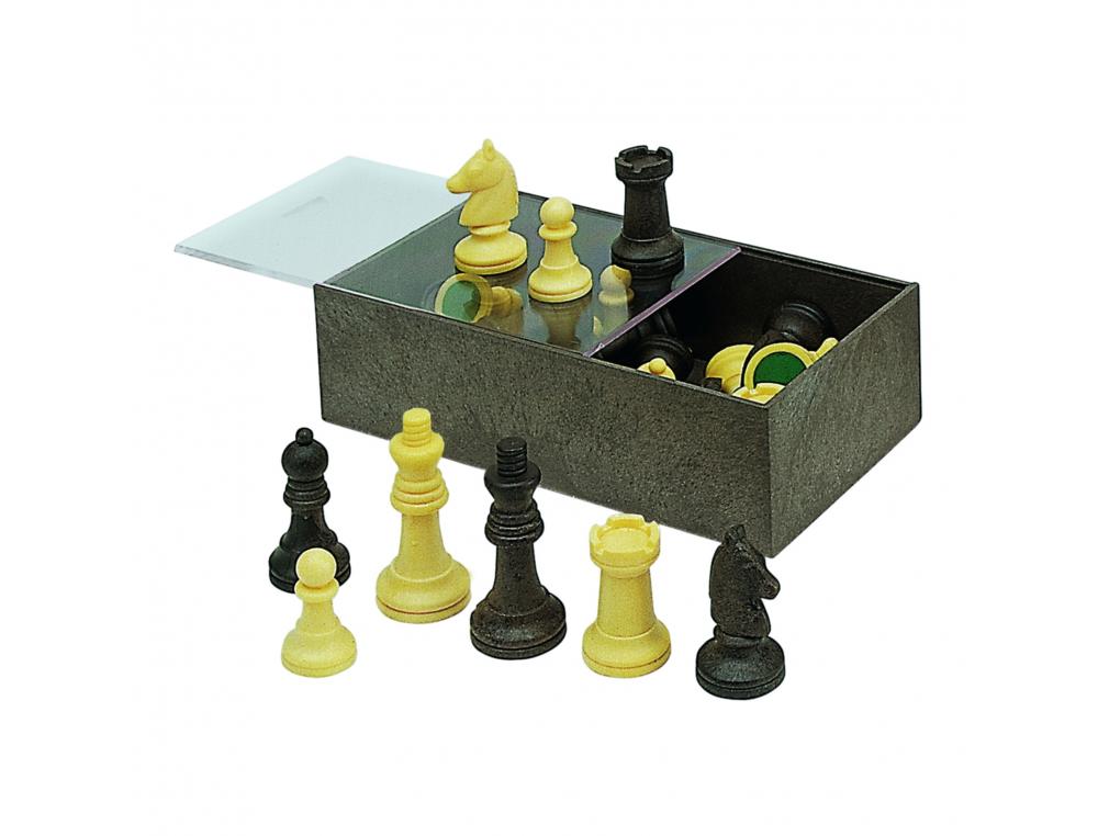 PIECES D ECHECS CAYRO TAILLE N 3 BOITE DE 32 PIECES ET 1   BOITE DE RANGEMENT