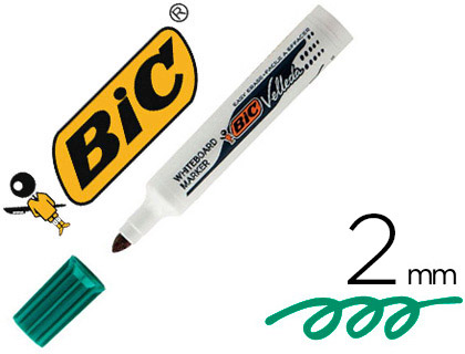 MARQUEUR BIC VELLEDA 1711 EFFAABLE POINTE OGIVE TRAC 2MM CORPS PLASTIQUE ENCRE CTONE VERT