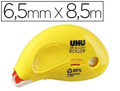 COLLE UHU GLUE ROLLER PERMANENT ERGONOMIQUE CONSOMMATION VISIBLE SYSTME MICRODPT 6.5MMX8.5M
