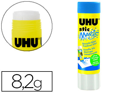 COLLE BLANCHE UHU STIC MAGIC PAPIER CARTON COULEUR TRANSPARENTE APRS SCHAGE BTON 8.2G