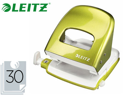 PERFORATEUR LEITZ MTAL CAPACIT PERFORATION 30F 2 TROUS COLORIS VERT 107X100X137MM