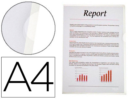 POCHETTE COIN ESSELTE POLYPROPYLNE TRANSPARENT GRAIN 8/100E 20F 220X307MM DOCUMENTS A4 RECYCLABLE BOTE 100 UNITS