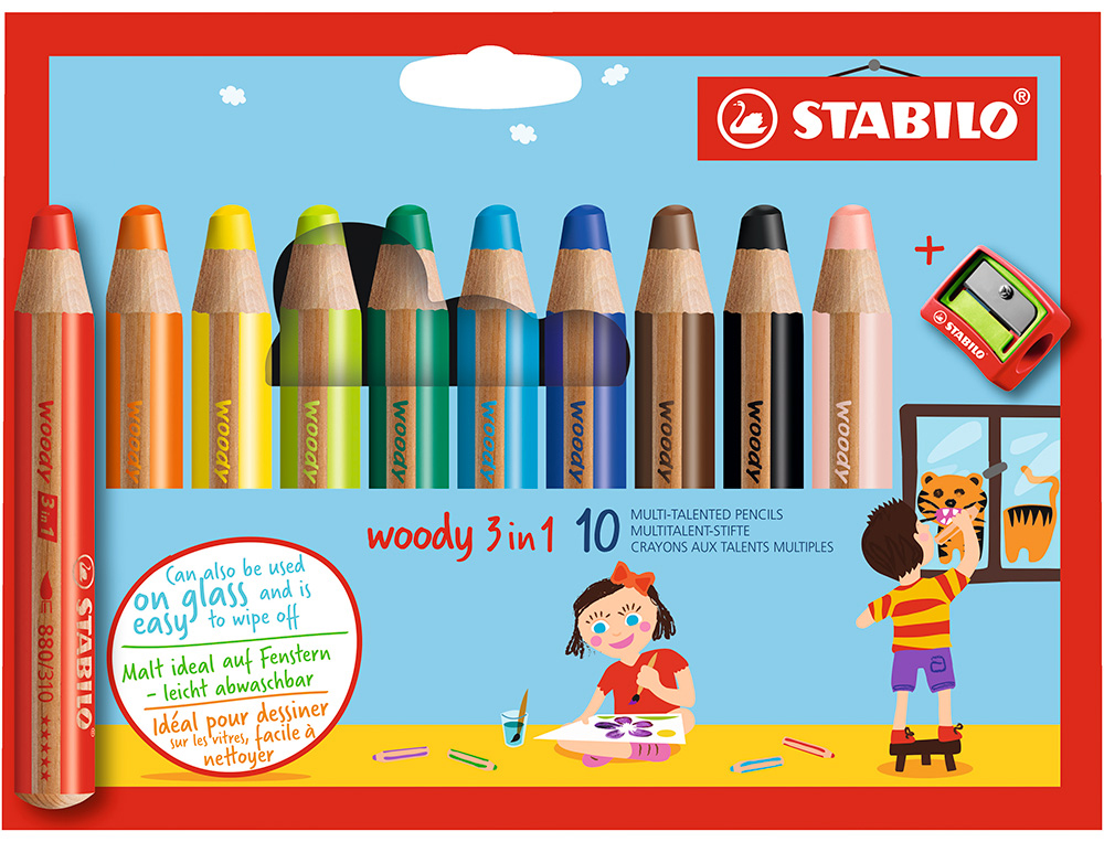 ETUI 10 CRAYONS 3 EN 1 WOODY + TC