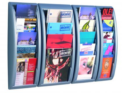 PRSENTOIR PAPERFLOW QUICK FIT SYSTEM POLYSTYRNE PAISSEUR 20MM CAPACIT 200F 80G/M2 FORMAT 1/3 A4 65X18X9.5CM