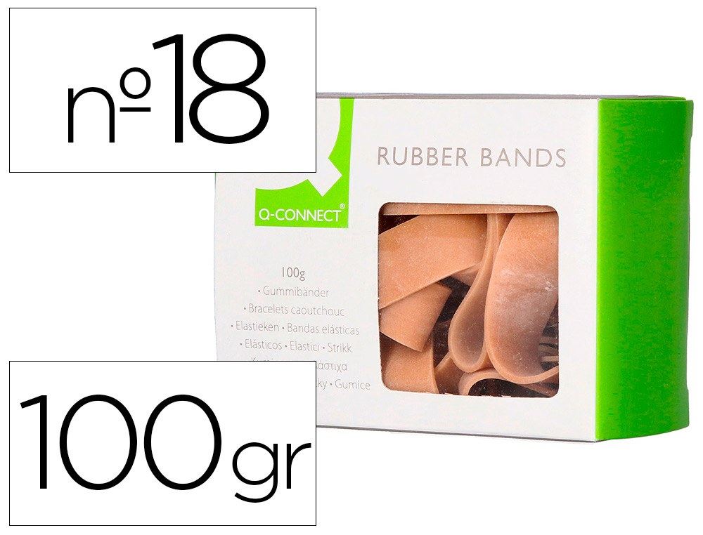BRACELET CAOUTCHOUC Q-CONNECT N.18 180X16MM BOTE FENTRE 100G