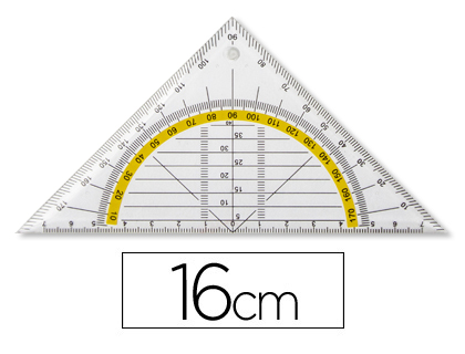 QUERRE GOMTRIE LIDERPAPEL GRADUE LONGUEUR CT MAJEUR 50CM DIMENSION HYPOTNUSE 16CM PLASTIQUE SANS PRHENSION FIXE