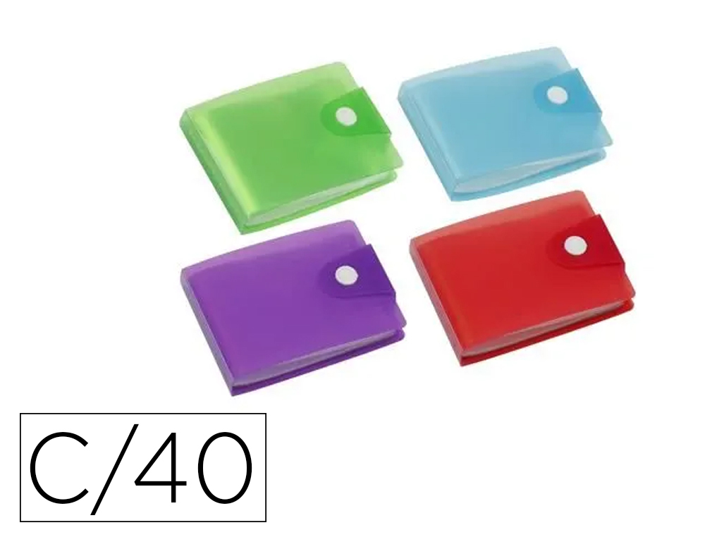 PORTE-CARTES VIQUEL FIDELITE PROPYGLASS PP TRANSLUCIDE 5/100E 40 CARTES FERMETURE BOUTON PRESSION COLORIS ASSORTIS ALEAT