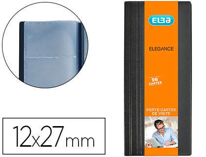 PORTE-CARTES DE VISITE ELBA LGANCE PVC 12X21,5CM CAPACIT 96 CARTES COLORIS NOIR