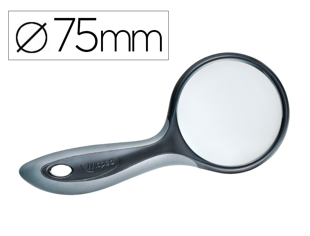 LOUPE MAPED SCOLAIRE VERRE OPTIQUE FUM 75MM DIAMTRE GROSSISSEMENT PAR 3 ANTI-DFORMATION COLORIS NOIR