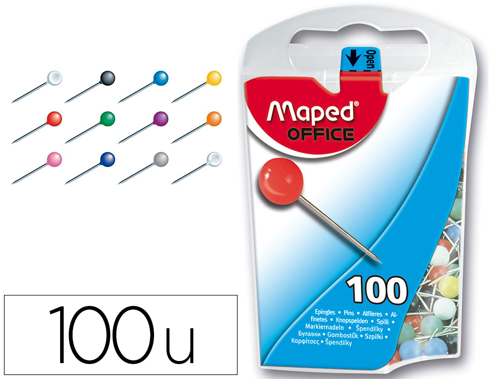PINGLE MAPED DE SIGNALISATION FORME RONDE DIAMTRE 5MM 5 COLORIS ASSORTIS BOTE 100 UNITS