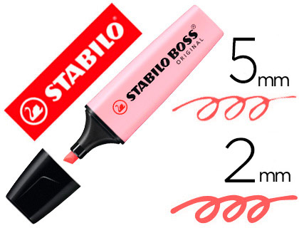 SURLIGNEUR STABILO BOSS PASTEL TRAC 2/5MM POINTE BISEAUTE ENCRE UNIVERSELLE BASE EAU RSISTANTE LUMIRE SOUPON ROSE