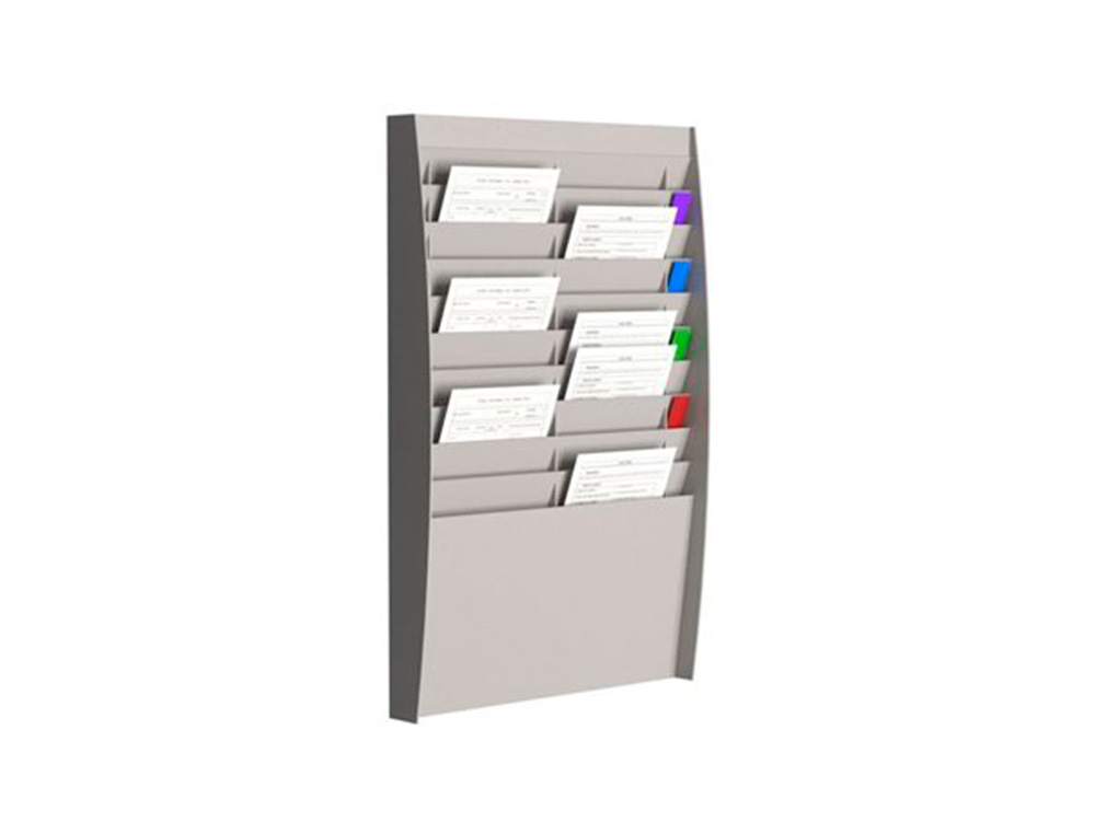 TRIEUR MURAL PAPERFLOW POLYSTYRNE 2X10 CASES FORMAT A4 COLORIS GRIS