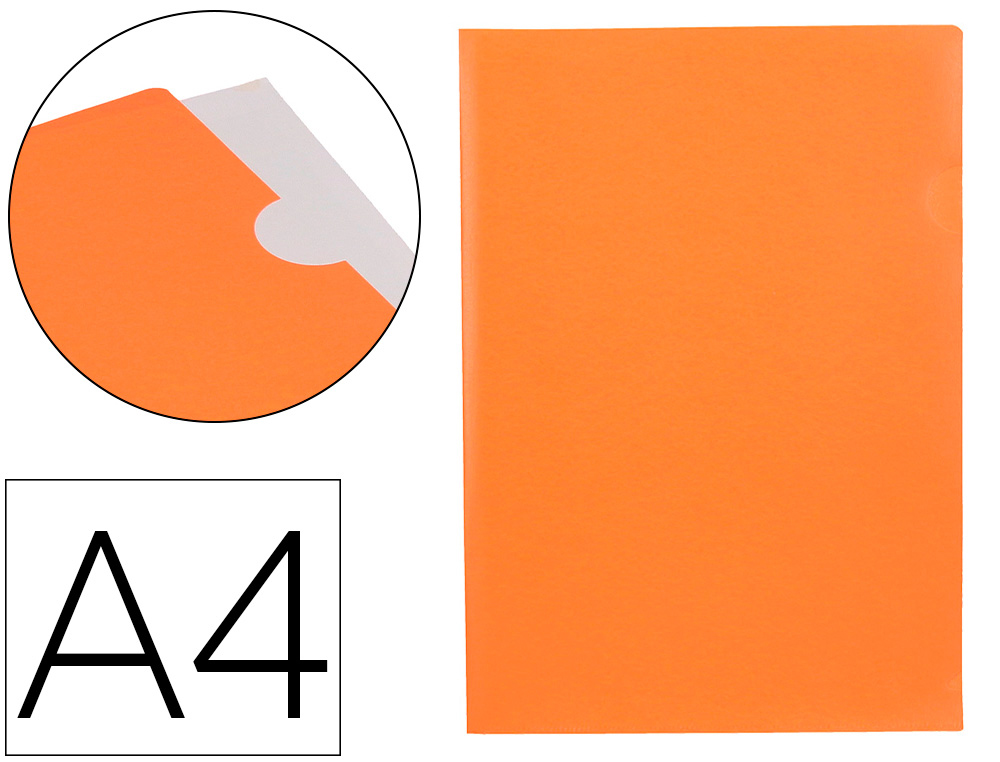 POCHETTE COIN LIDERPAPEL POLYPROPYLENE 180 MICRONS A4  210X297MM CAPACITE 20F        COLORIS ORANGE FLUO
