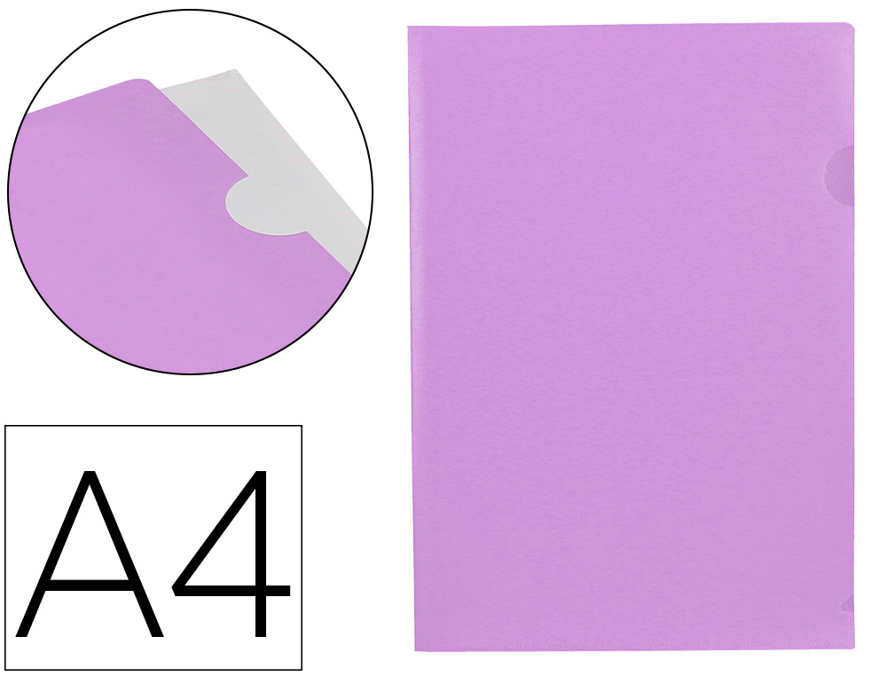POCHETTE COIN LIDERPAPEL POLYPROPYLENE 180 MICRONS A4  210X297MM CAPACITE 20F        COLORIS LAVANDE OPAQUE